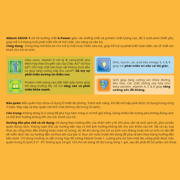 Combo 4 lon Sữa Abbott Grow 1 900g (0-6 tháng)