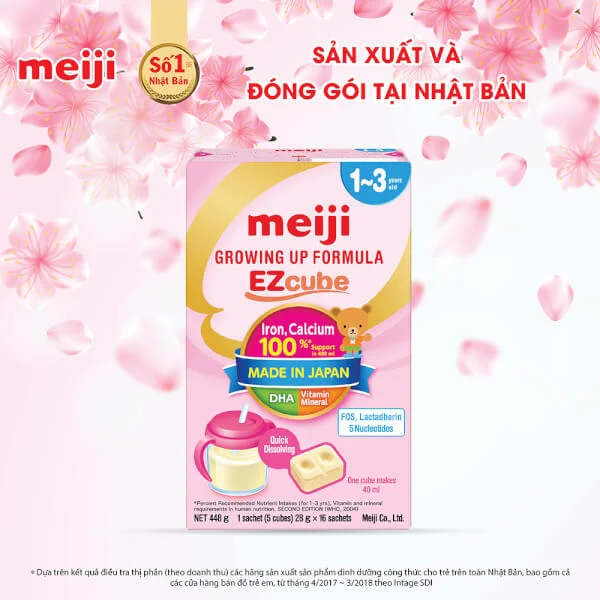 Combo 3 hộp Sữa Meiji thanh Growing up Formula 448g (12-36 tháng)
