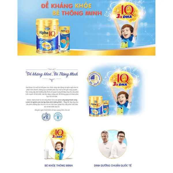 Combo 3 lon Sữa Dielac Alpha Gold IQ 2 900g (6-12 tháng)