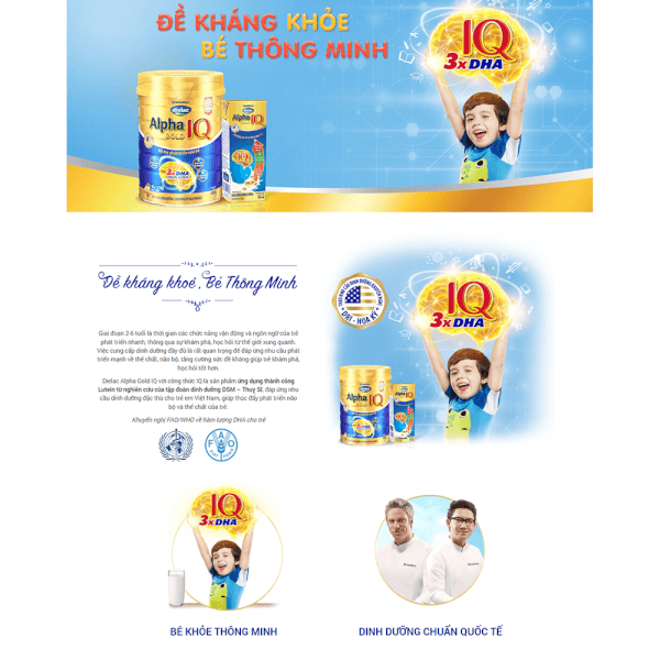 Combo 3 lon Sữa Dielac Alpha Gold IQ 1 900g (0-6 tháng)