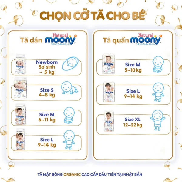 Combo 2 gói Bỉm tã quần Moony Natural size M 46 miếng (5-10kg)