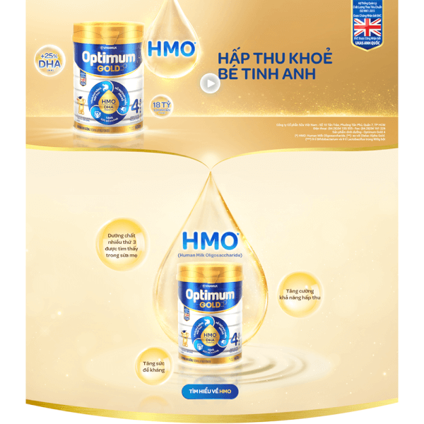 Combo 3 lon Sữa Vinamilk Optimum Gold 2 800g (6-12 tháng)