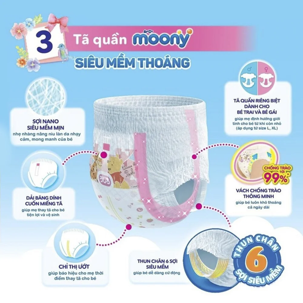 Combo 2 gói Bỉm tã quần Moony bé gái size XXL 26 miếng (13-28kg)
