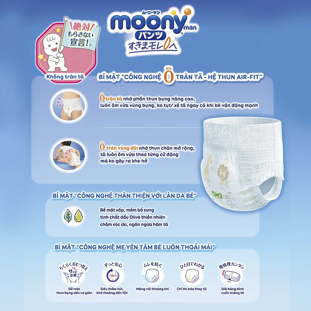Combo 2 gói Bỉm tã quần Moony bé gái size L 44 miếng (9-14kg)
