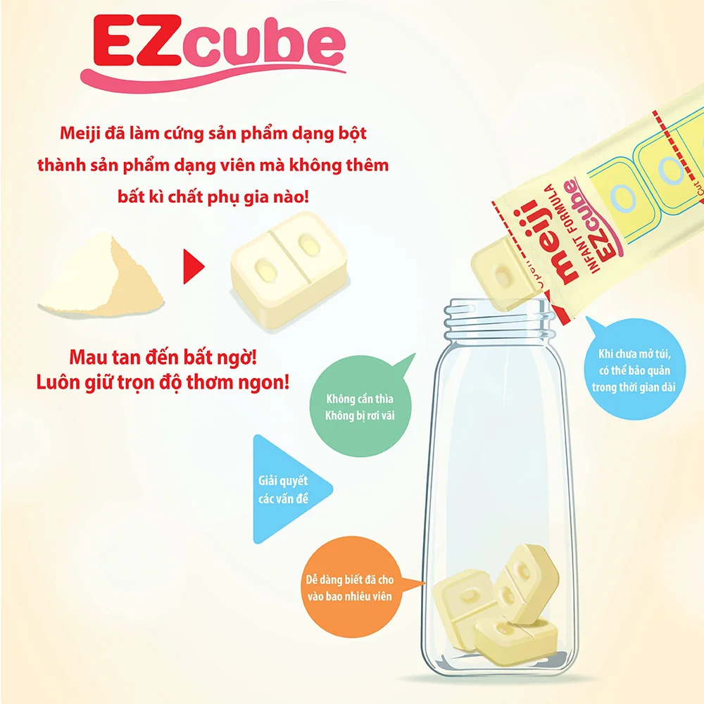 Sữa Meiji nội địa dạng thanh Hohoemi Raku Raku Cube 810g (0-1 tuổi)