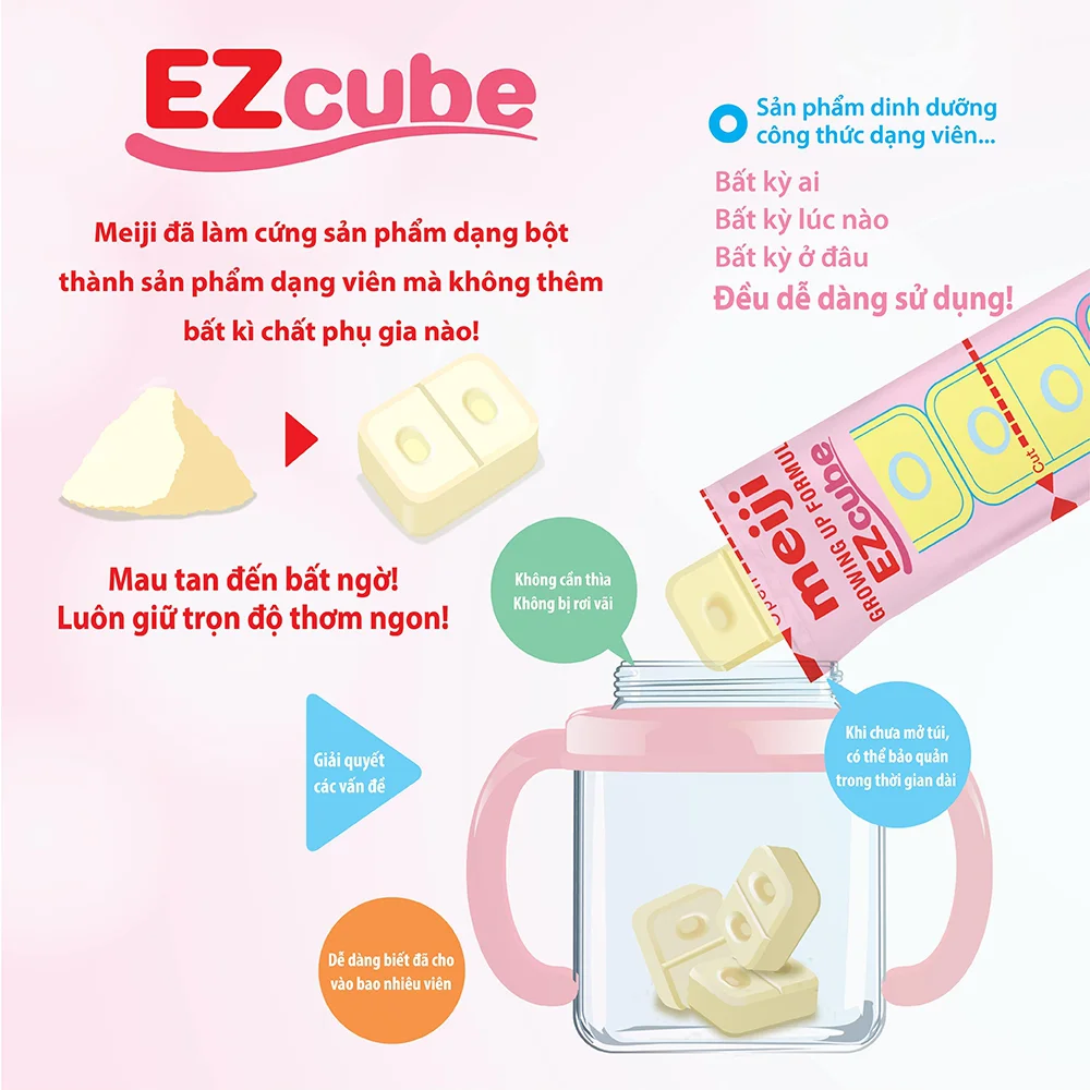 Sữa Meiji nội địa dạng thanh Step Raku Raku Cube 840g (1-3 tuổi)