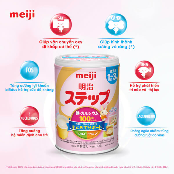 Sữa Meiji nội địa Nhật Step Milk, 1 - 3 tuổi, 800G