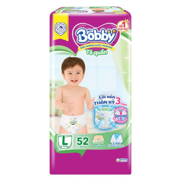 Tã quần Bobby Jumbo (L, 9-13kg, 52 miếng)