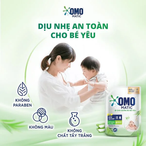 Nước Giặt OMO Matic Cho Quần Áo Bé Yêu, Túi 2.0kg