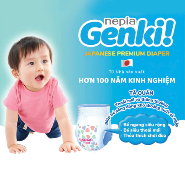 Combo 5 Tã quần Nhật Bản cao cấp Genki (XXL, 18 miếng)