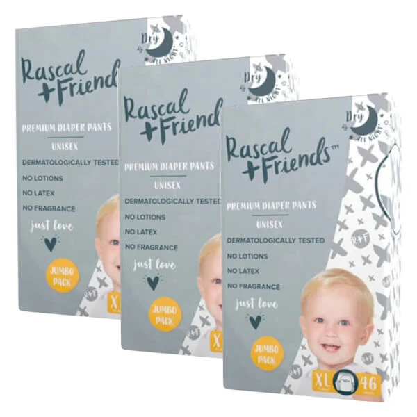 Combo 3 Tã quần Rascal Friends (XL, 13-18kg, 46 miếng) | Bỉm Tã khuyến