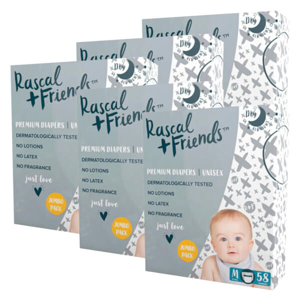 Combo 5 Tã quần Rascal Friends (M, 6-11kg, 58 miếng)