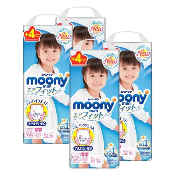 Combo 4 Tã quần Moony bé gái (XXL, 26 miếng) 4 miếng