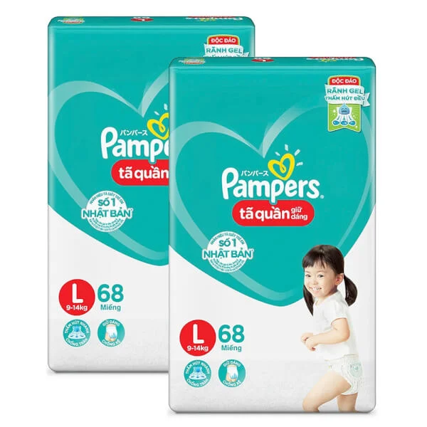 Combo 2 Tã quần Pampers giữ dáng Super Jumbo size L, 68 miếng (giao ngẫu nhiên)
