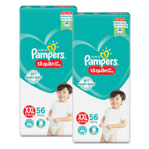 Combo 2 Tã quần Pampers giữ dáng Super Jumbo size XXL, 56 miếng (giao ngẫu nhiên)