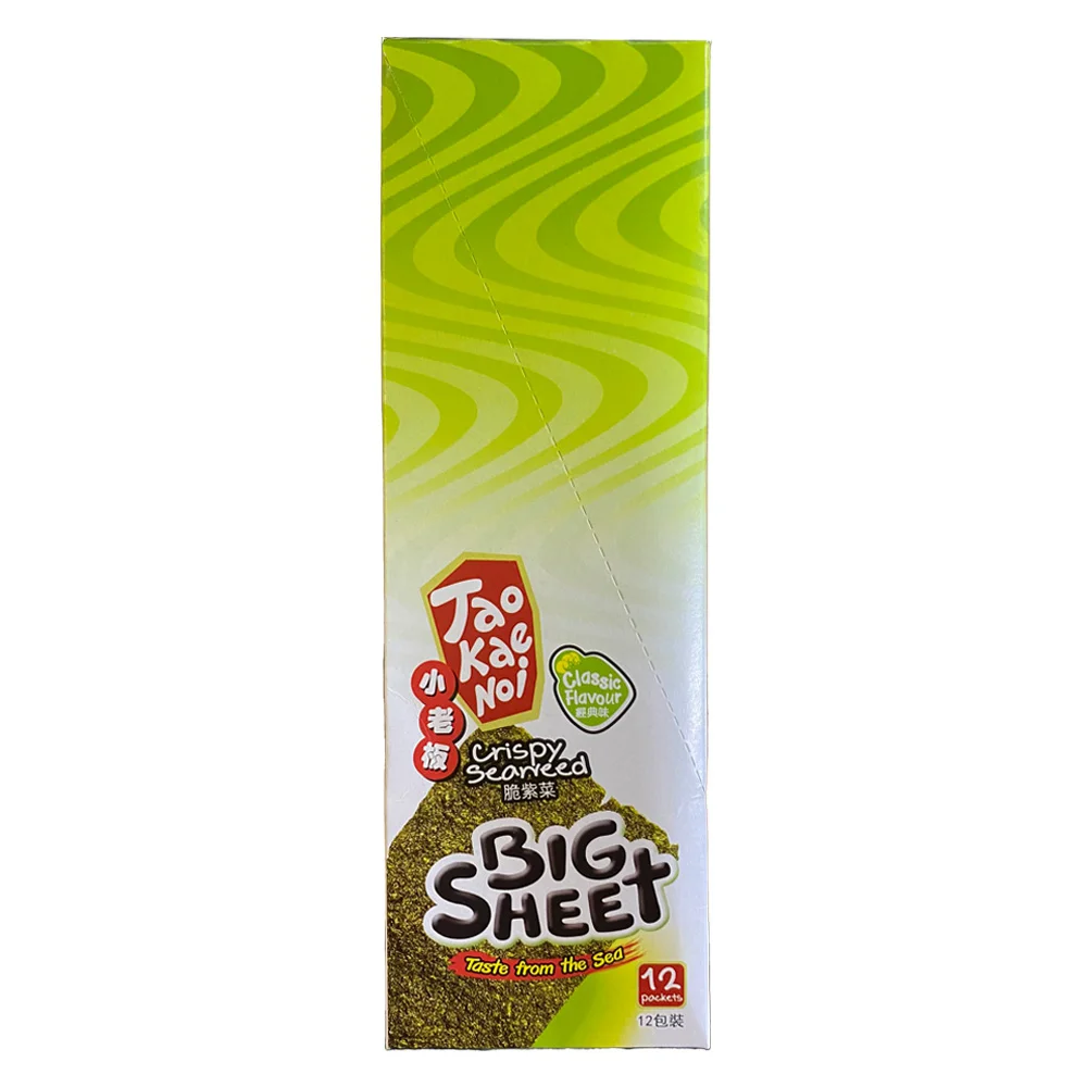 Bánh Snack Rong biển giòn Cậu chủ Taokaenoi Big Sheet vị truyền thống (12 gói/hộp)