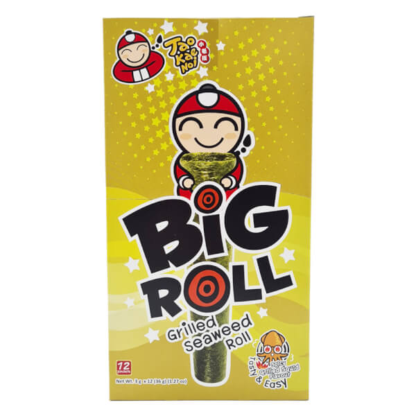 Bánh Snack rong biển nướng giòn Taokaenoi Big Roll vị mực (12gói/hộp)