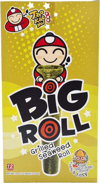 Bánh Snack rong biển nướng giòn Taokaenoi Big Roll vị mực (12gói/hộp)