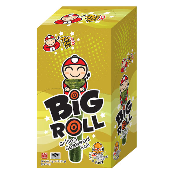 Bánh Snack rong biển nướng giòn Taokaenoi Big Roll vị mực (12gói/hộp)