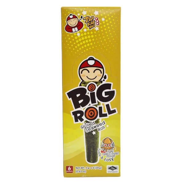 Bánh Snack rong biển nướng giòn Taokaenoi Big Roll vị mực (6 gói/hộp)