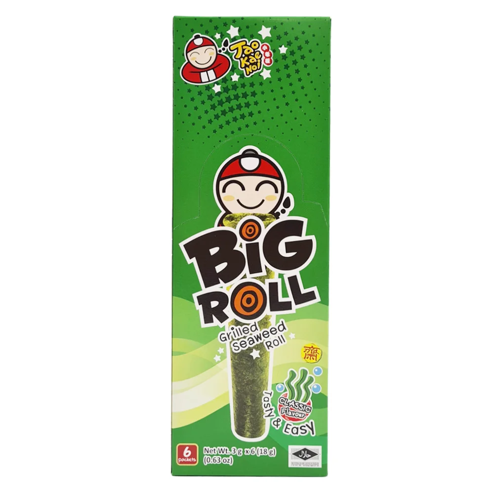 Bánh Snack rong biển nướng giòn Taokaenoi Big Roll vị truyền thống (6 gói/hộp)