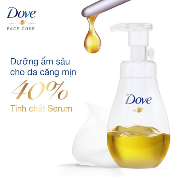 Bọt Rửa Mặt Dove Tinh Chất Serum Cấp Ẩm, Mềm Mượt Da 160ml