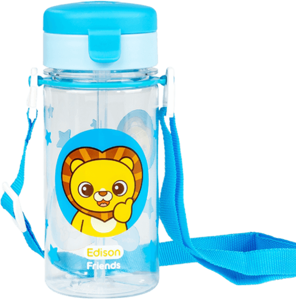 Bình tập uống ống hút Edison tritan có dây đeo  (350ml, xanh)