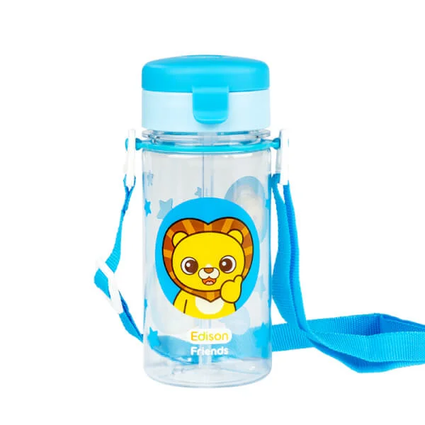 Bình tập uống ống hút Edison tritan có dây đeo  (350ml, xanh)