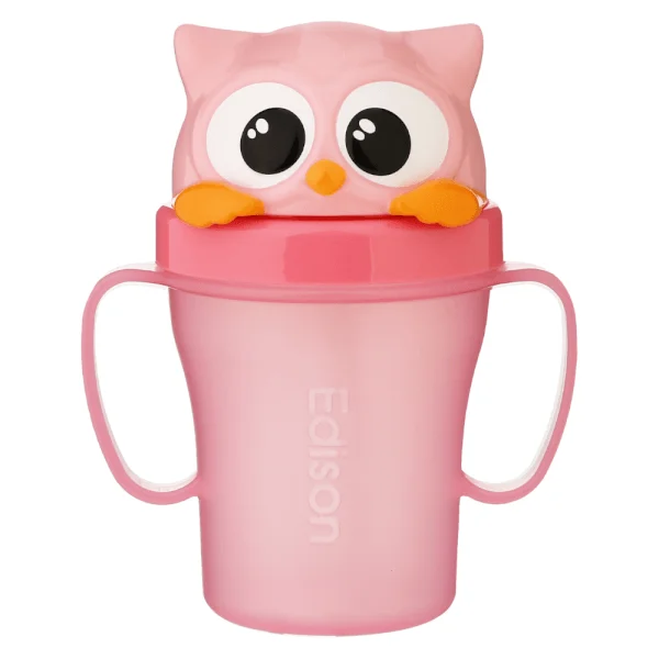 Bình tập uống Edison 3 3D con cú (200ml, hồng)