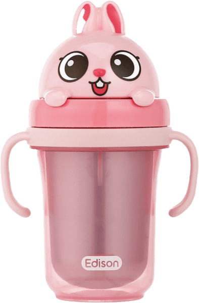 Bình tập uống inox 3D Edison (Hồng)