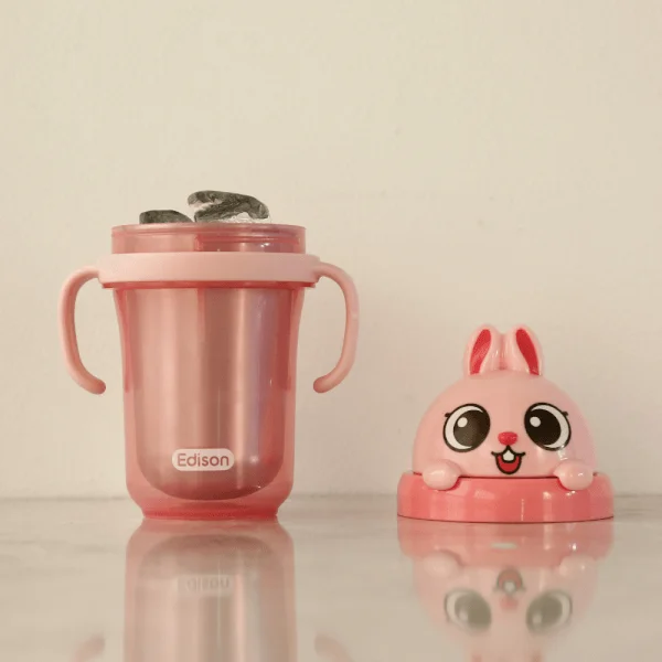 Bình tập uống inox 3D Edison (Hồng)