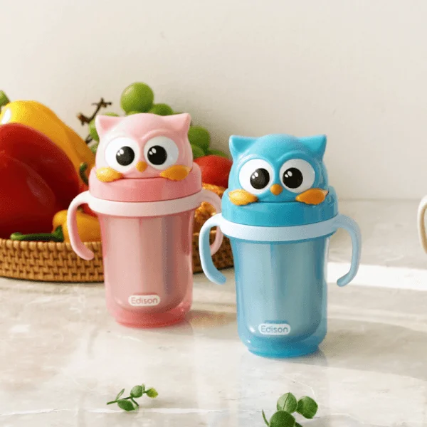 Bình tập uống inox 3D Edison (Hồng)