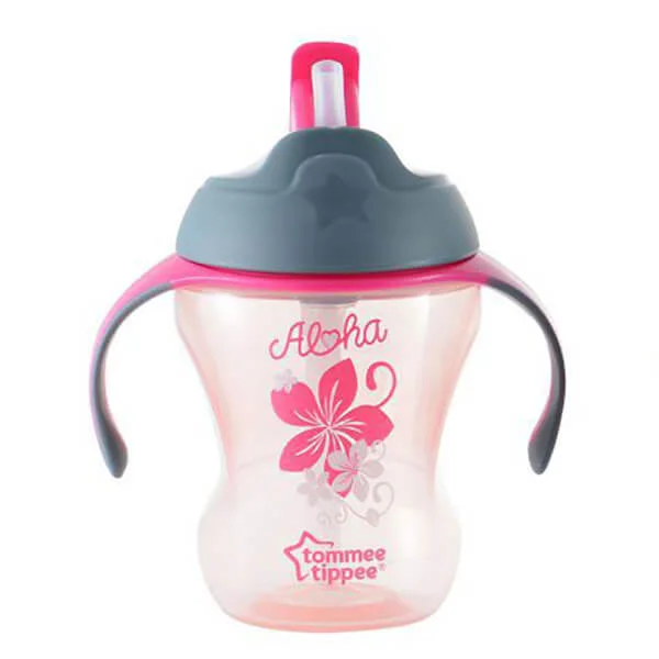 Bình tập uống có ống hút cho bé Tommee Tippee Training Straw 230ml từ 9 tháng - Hồng