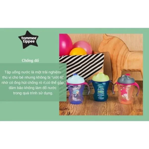 Bình tập uống có ống hút cho bé Tommee Tippee Training Straw 230ml từ 9 tháng - Xanh Lá