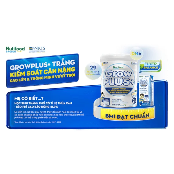 Combo 4 Sữa GrowPLUS+ Trắng 850g (từ 2 tuổi)