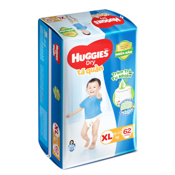 Combo 4 gói Bỉm tã quần Huggies Dry size XL 62 miếng (12-17kg)