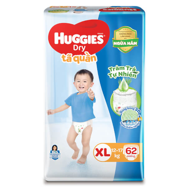 Bỉm tã quần Huggies Dry size XL 62 miếng (12-17kg) (Sản phẩm sẽ được giao với bao bì ngẫu nhiên)