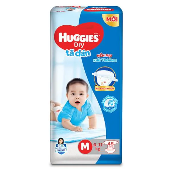 Bỉm tã dán Huggies Dry size M 48 miếng (6-11kg)