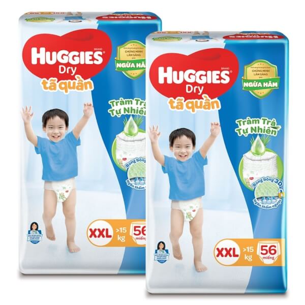 Combo 2 gói Bỉm tã quần Huggies Dry size XXL 56 miếng (15-25kg) (Sản phẩm sẽ được giao với bao bì ngẫu nhiên)