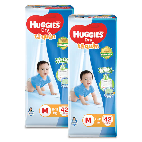 Combo 2 gói Bỉm tã quần Huggies Dry size M 42 miếng (6-11kg) (Sản phẩm sẽ được giao với bao bì ngẫu nhiên)