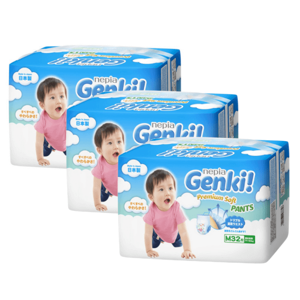 Combo 3 gói Bỉm tã quần Genki size M 32 miếng (7-10kg)