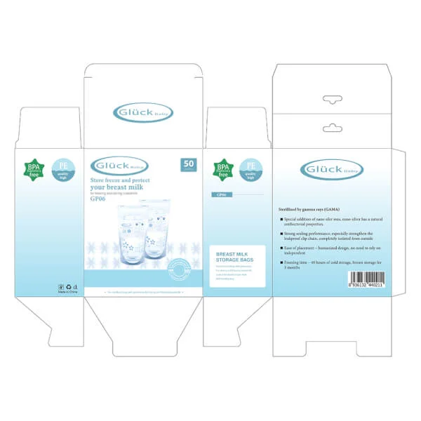 Túi trữ sữa Gluck Baby 3D Double Zip 250ml (50 túi)