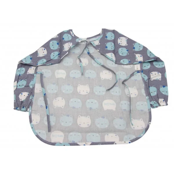 Áo yếm ăn dặm dài tay cho bé Mastela (hình mèo xanh)