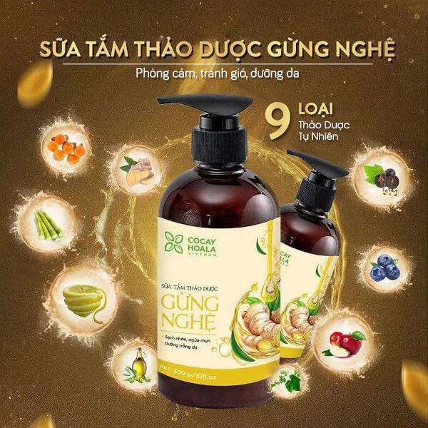 Sữa tắm thảo dược gừng nghệ Cỏ cây hoa lá (450g)