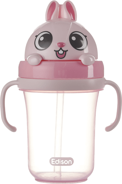 Bình tập uống Edison 2 3D con thỏ (300ml, hồng)