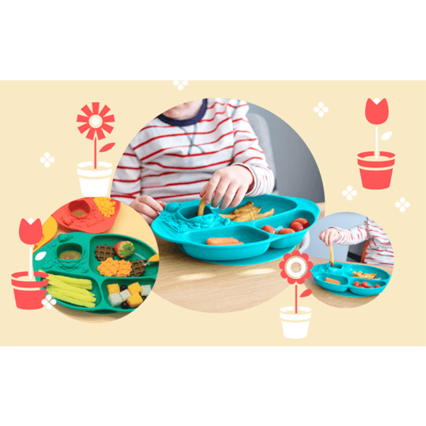 Đĩa ăn dặm silicon chia ngăn có đế hút chân không chống đổ Yummy Marcus & Marcus, cho bé từ 18 tháng - Ollie