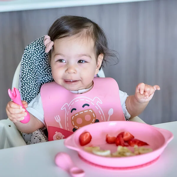 Bộ thìa nĩa tập ăn silicon cho bé Palm Grasp Marcus & Marcus, từ 12 tháng - Pokey