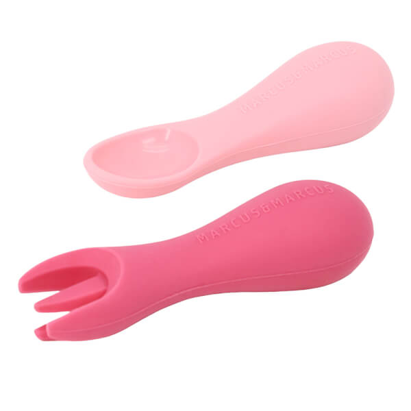 Bộ thìa nĩa tập ăn silicon cho bé Palm Grasp Marcus & Marcus, từ 12 tháng - Pokey