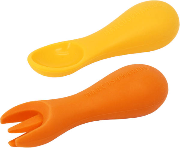 Bộ thìa nĩa tập ăn silicon cho bé Palm Grasp Marcus & Marcus, từ 12 tháng - Lola