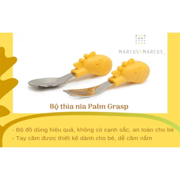 Bộ thìa nĩa tập ăn cho bé Palm Grasp Marcus & Marcus, từ 18 tháng - Lola